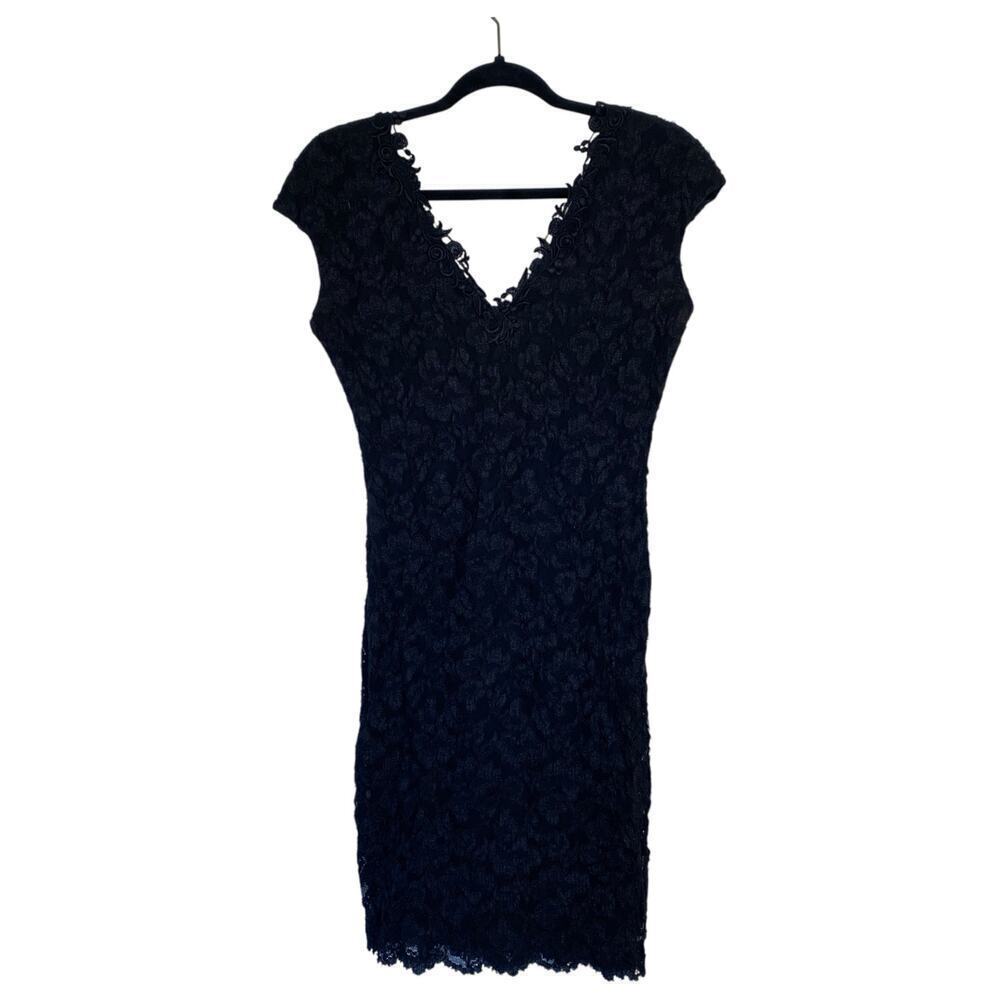 Vintage 90s Molly Malloy All That Jazz Black Lace Dress LBD Party Sexy Medium